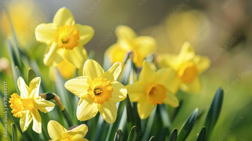 A close-up of yellow daffodils blooming in the early spring, signaling the arrival of warmer days