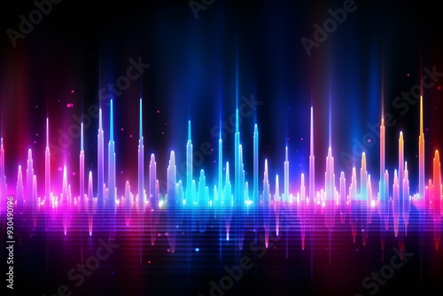 Abstract Equalizer Effect Neon background, music equalizer wave, colorful sound waves background, music frequency wave background, Multicolor music equalizer background, AI Generative