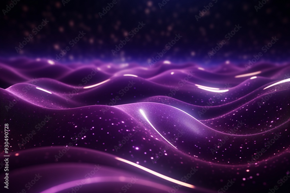 Fototapeta premium Particles Waves Abstract Wallpaper, Digital purple particles wave and light abstract background, Glowing Particles Light Background, futuristic particles wave background, AI Generative
