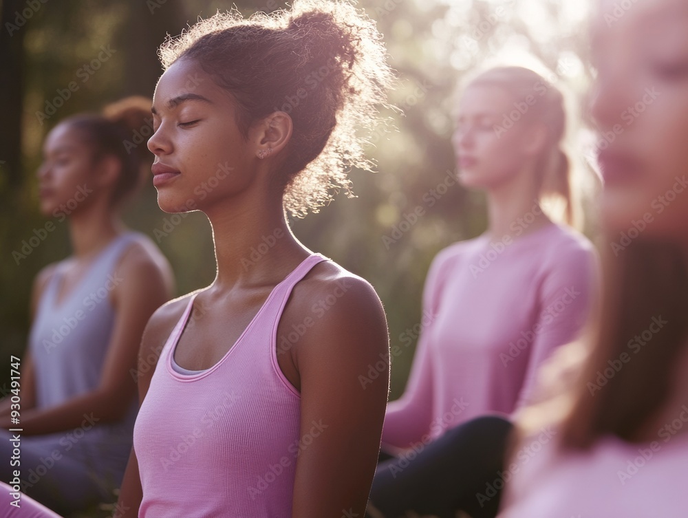Diverse Group of Teenagers Engaging in Guided Forest Meditation Session in Dense Woodland Area During Late Afternoon Diverse Group of Teenagers Engaging in Guided Forest Meditation Session in Dense Woodland Area During Late Afternoon