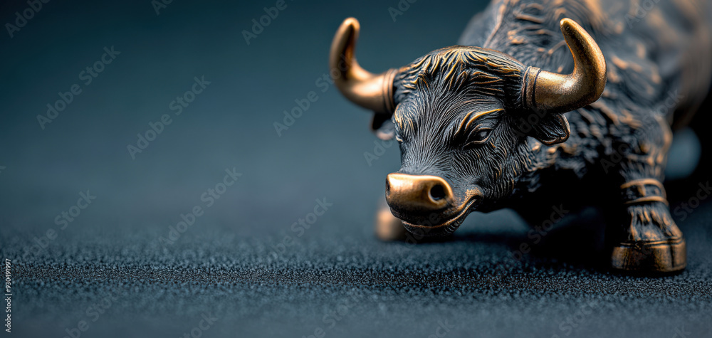 A close-up view of a bronze bull sculpture, symbolizing strength, prosperity, and financial success in a sleek background. A close-up view of a bronze bull sculpture, symbolizing strength, prosperity, and financial success in a sleek background.
