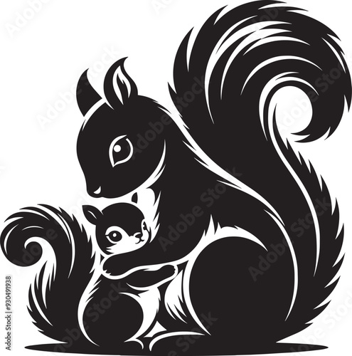 Wallpaper Mural Vector illustration of Squirrel Silhouette isolated on white background Torontodigital.ca