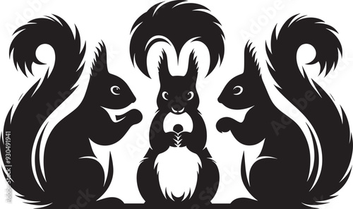 Vector illustration of Squirrel Silhouette isolated on white background