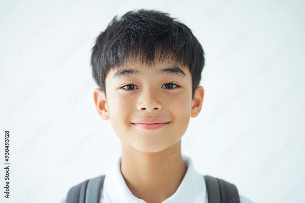 Asian teenage student carrying school bag on white background, student happy back to school Asian teenage student carrying school bag on white background, student happy back to school
