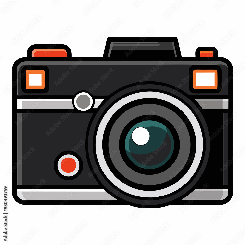 A minimalist illustration of acamera features a large central lens A minimalist illustration of acamera features a large central lens