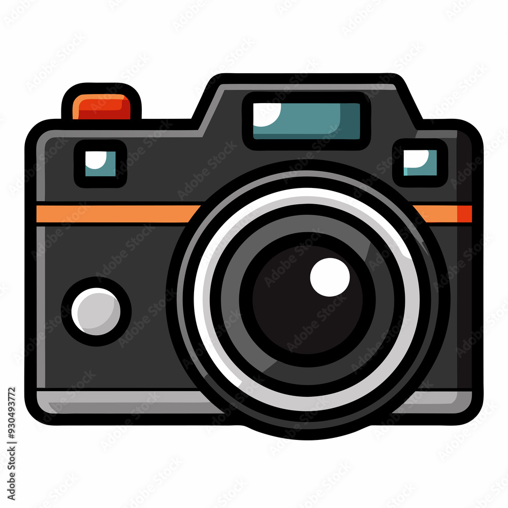 A minimalist illustration of acamera features a large central lens A minimalist illustration of acamera features a large central lens