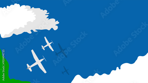 vector of plane fly on sea 