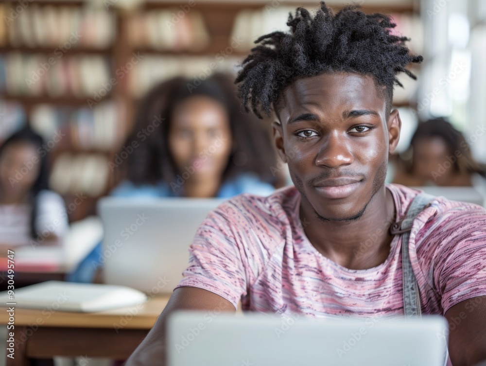 Diverse, Young College Students in Collaborative Study Session in Well-Lit Dorm Room, Surrounded by Textbooks and Laptops, Intense Focus, Positive Learning Environment, Evening