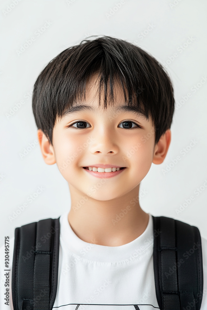 Asian teenage student carrying school bag on white background, student happy back to school Asian teenage student carrying school bag on white background, student happy back to school