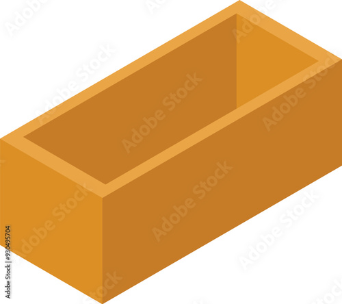 Empty rectangular box standing open in an isometric view
