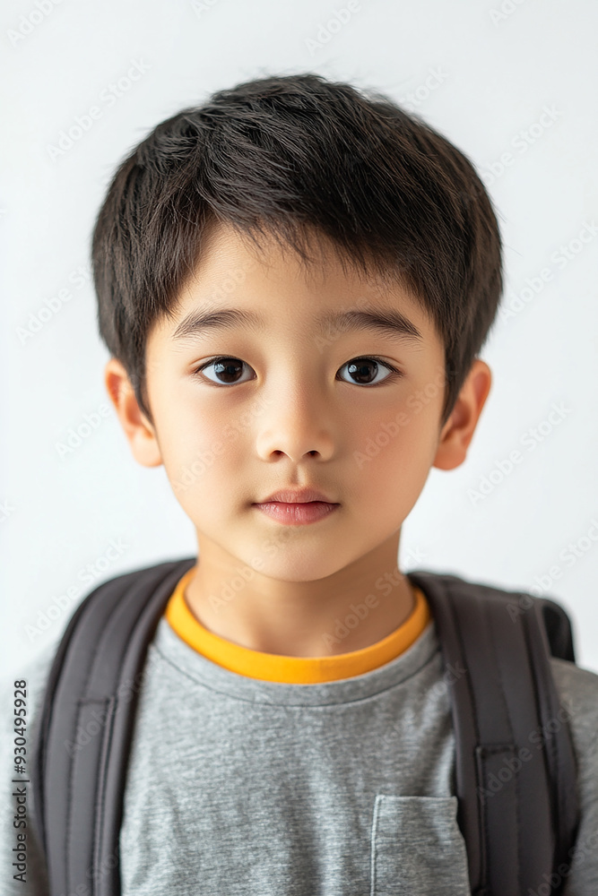 Asian teenage student carrying school bag on white background, student happy back to school Asian teenage student carrying school bag on white background, student happy back to school