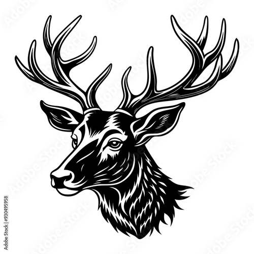 Deer head silhouette vector illustration