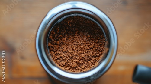 Wallpaper Mural Top view of ground coffee in porta filter or portable coffee filter handle and ground coffee for a coffee making machine. Torontodigital.ca