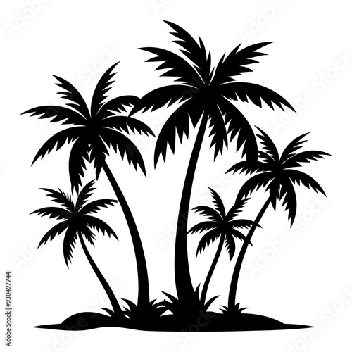 Palm tree vector illustration black silhouette