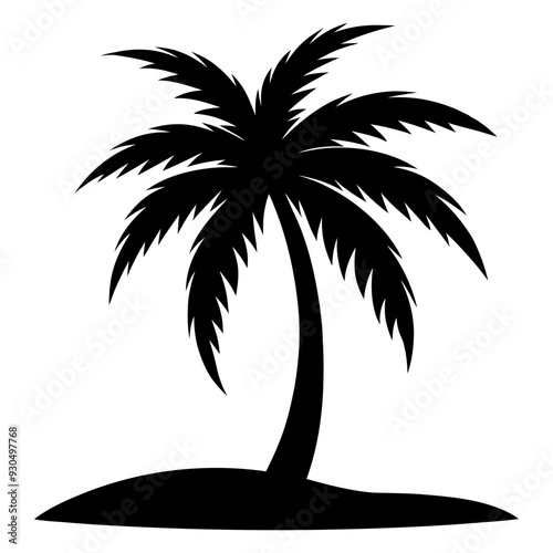 Palm tree vector illustration black silhouette