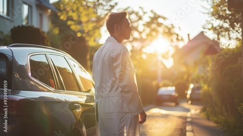 Doctor_getting_into_car_going_home_from_work._Work-