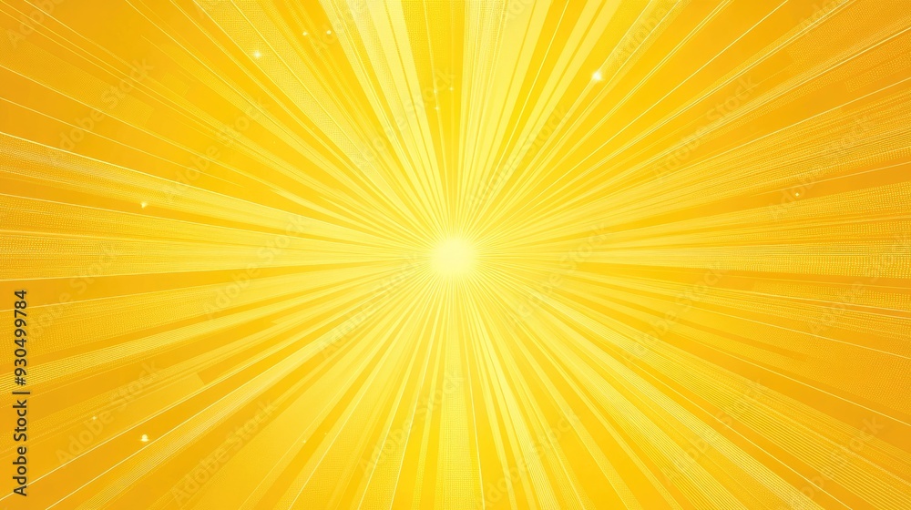 Fototapeta premium Yellow abstract background with light of sunburst. yellow starburst with halftone. sun ray retro background with flash