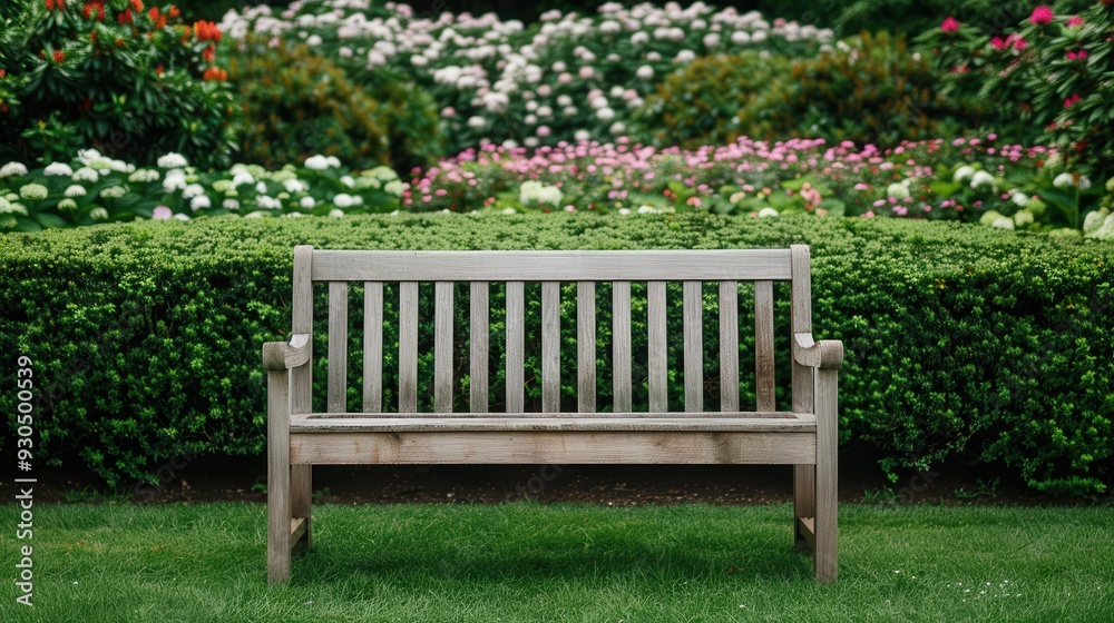 Serene Wooden Bench in Blooming Meadow, inviting relaxation amidst vibrant flowers, surrounded by a lush green landscape, perfect for enjoying nature's tranquility. Serene Wooden Bench in Blooming Meadow, inviting relaxation amidst vibrant flowers, surrounded by a lush green landscape, perfect for enjoying nature's tranquility.