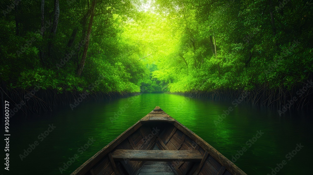 Serene Rowboat Expedition Through Enchanted Mangrove Forest, navigating twisted roots, unveiling tranquility and the unique beauty of this lush, vibrant ecosystem. Serene Rowboat Expedition Through Enchanted Mangrove Forest, navigating twisted roots, unveiling tranquility and the unique beauty of this lush, vibrant ecosystem.