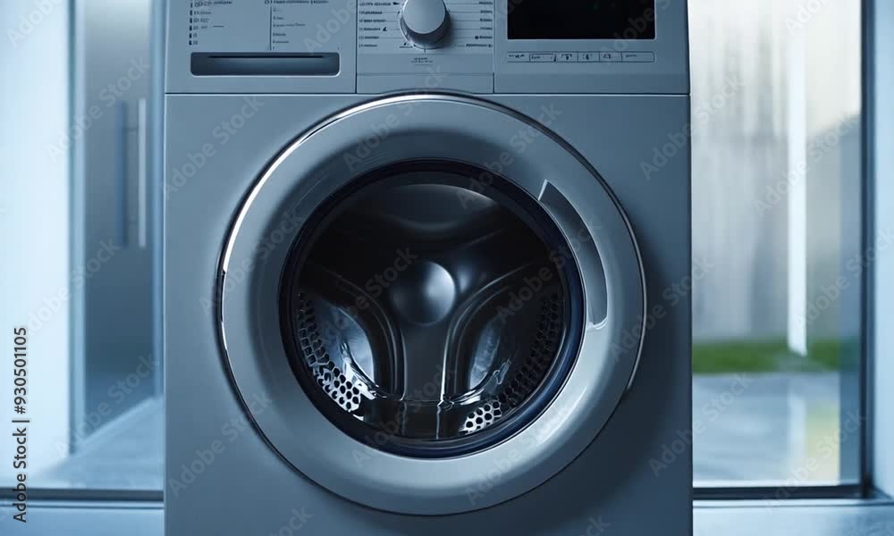 Modern White Washing Machine in a Minimalist Setting