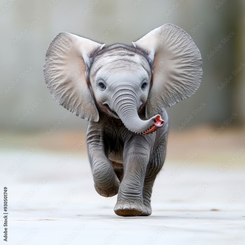 A playful baby elephant joyfully running in a natural setting, showcasing its curiosity and innocence. A playful baby elephant joyfully running in a natural setting, showcasing its curiosity and innocence.
