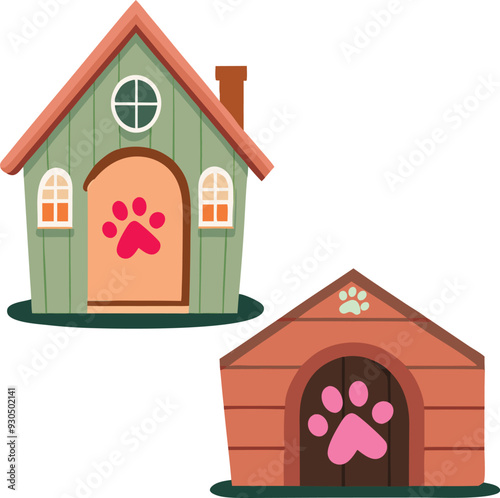 Cute pet house vector art design illustration