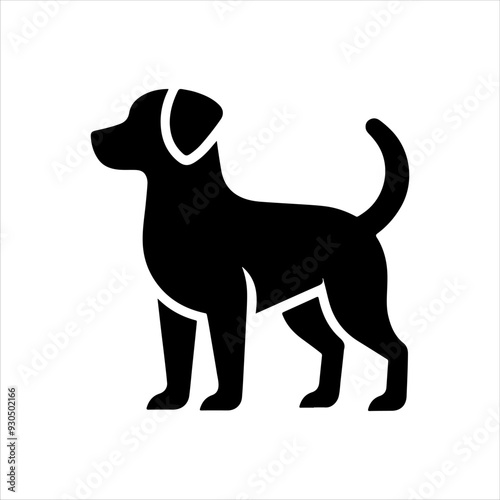 Black dog silhouette icon vector illustration design on white background.