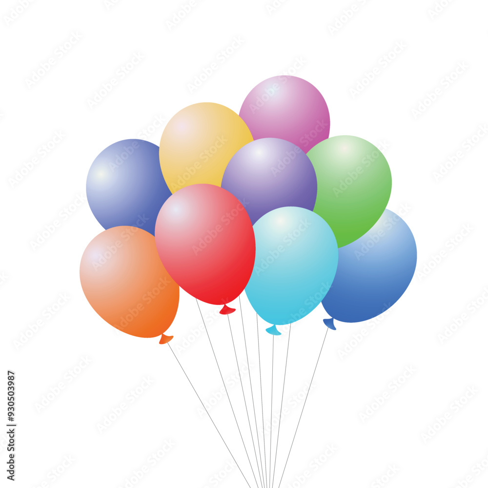 Colorful balloons collection on white background Colorful balloons collection on white background