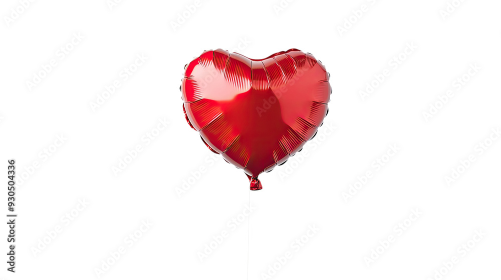 A vibrant red heart-shaped balloon isolated on transparent background