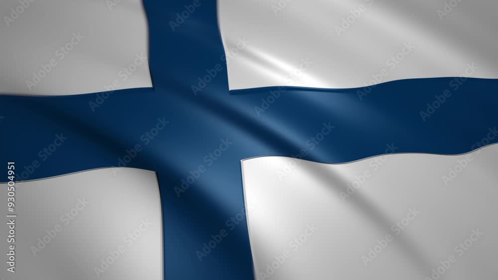 Finland flags waving in the wind
