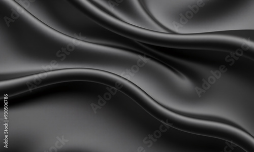 black wallpaper with smooth, flowing silk textures. The design features soft, undulating waves and a modern, minimalistic pattern