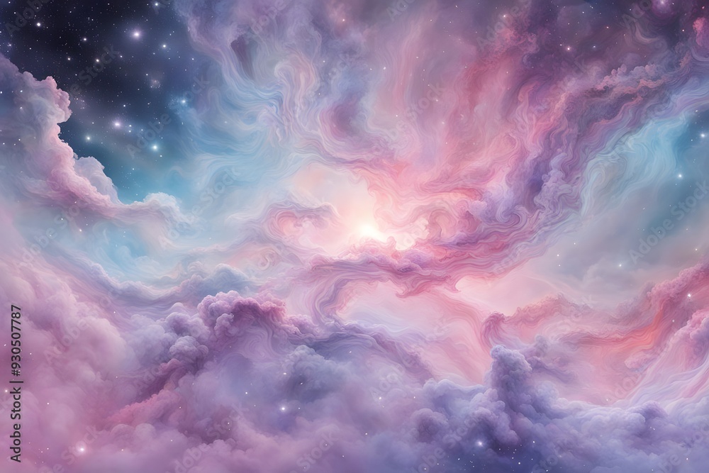 A serene galaxy with soft pastel colors of pink blue and lavender creating a dreamy cosmic landscape, AI Generated A serene galaxy with soft pastel colors of pink blue and lavender creating a dreamy cosmic landscape, AI Generated