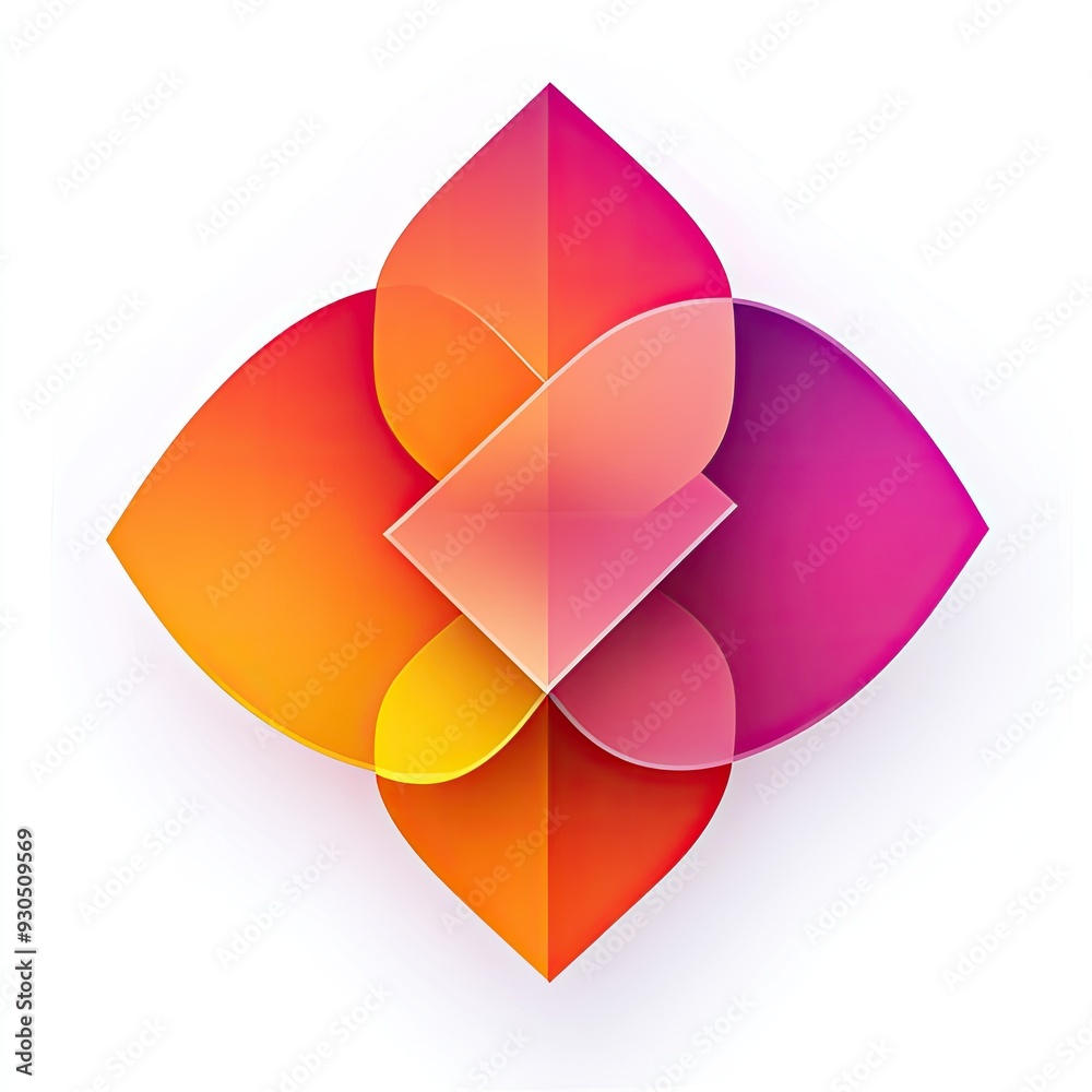 Abstract vector of pink and orange wavy strokes forming hexagon symbol on white background Abstract vector of pink and orange wavy strokes forming hexagon symbol on white background