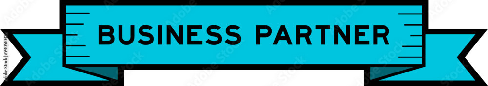 Ribbon label banner with word business partner in blue color on white background Ribbon label banner with word business partner in blue color on white background