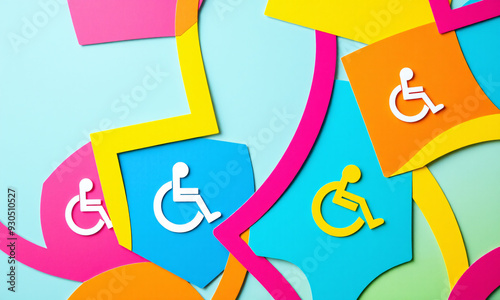 The banner prominently displays universal disability symbols integrated into the design