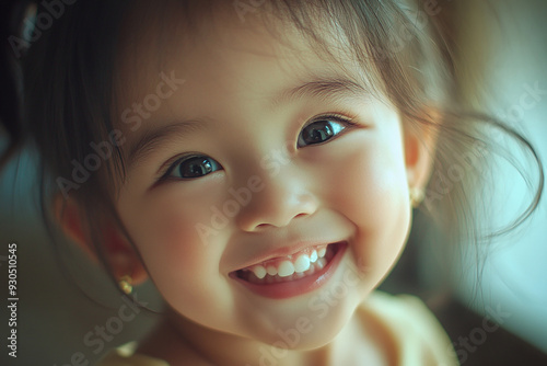 Child positive smile, happy and joyful kid, happy children's day