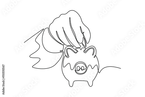 Budget planning concept. Single line draw design vector graphic illustration.