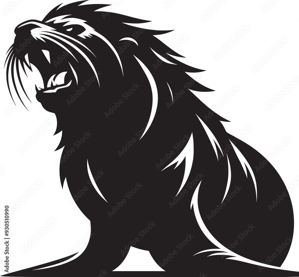 Fototapeta premium Vector illustration of Sea Lion Silhouette isolated on white background