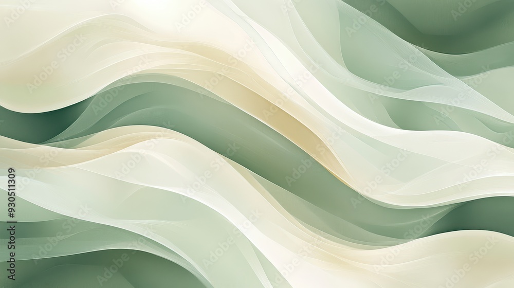 A soft, flowing abstract design with gentle waves in green and cream tones. A soft, flowing abstract design with gentle waves in green and cream tones.