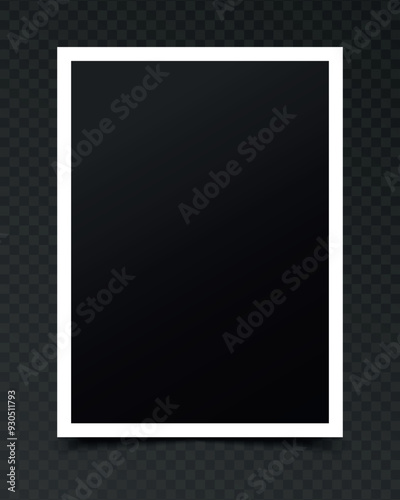 Retro photo frame set isolated on dark transparent background. Blank instant photo template. Vector illustration