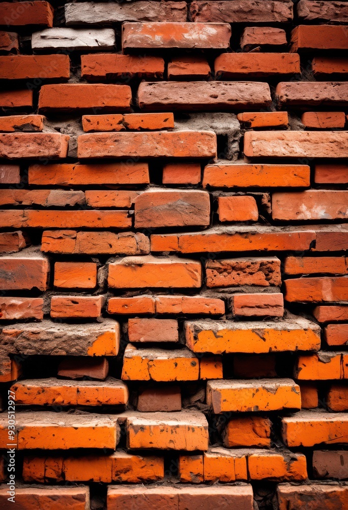 Fototapeta premium vibrant detailed view weathered brick surface showcasing rich textures colors intricate patterns, aged, antique, art, background, brickwork, craftsmanship