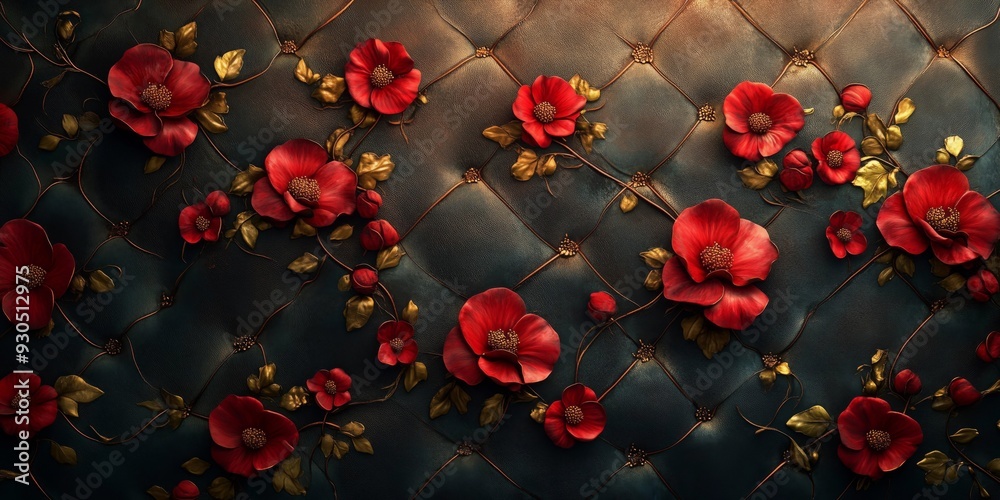 Abstract Floral Quilt on Concrete Wall with Soft Lighting, generative ai Abstract Floral Quilt on Concrete Wall with Soft Lighting, generative ai