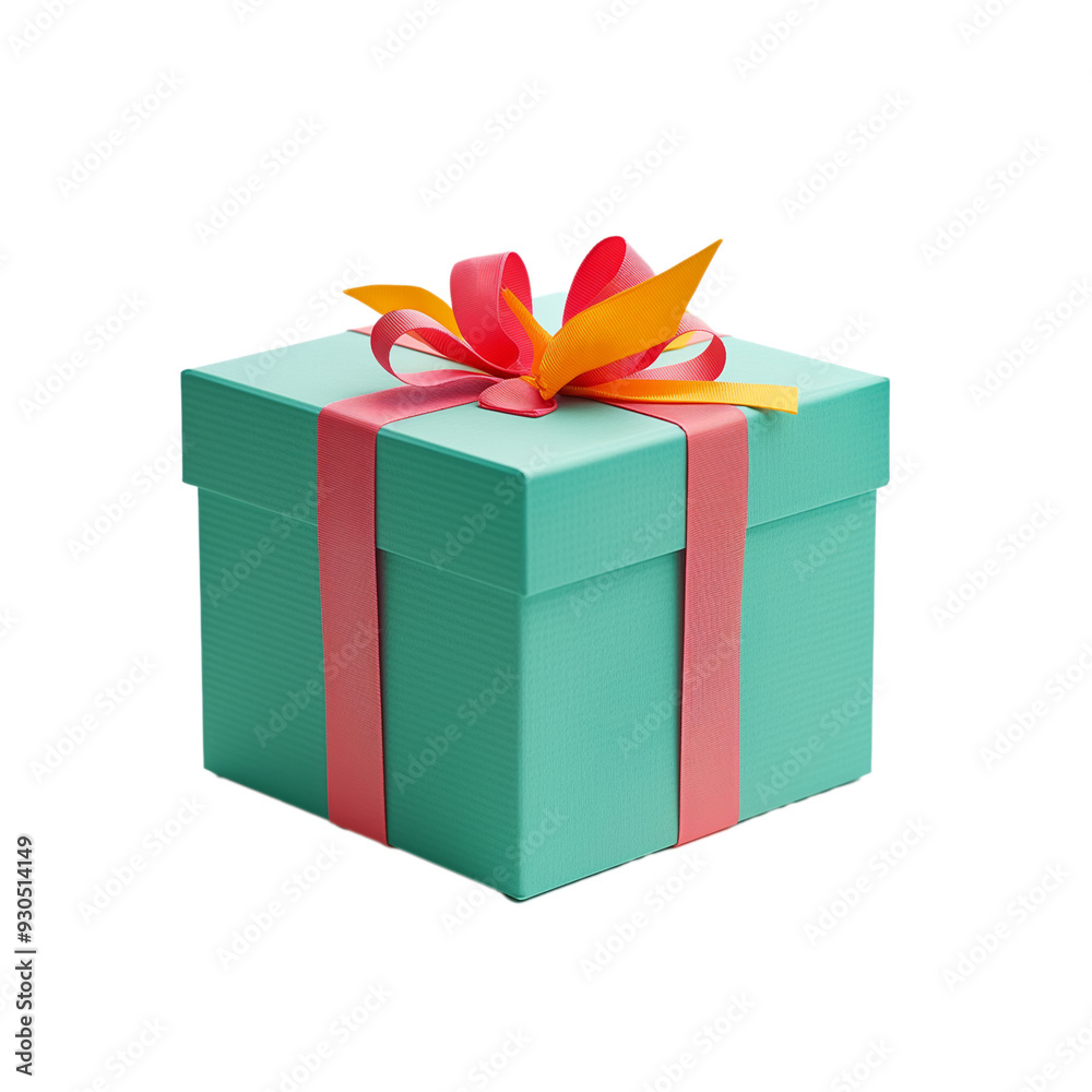 Fototapeta premium Bright gift box side view isolated on a transparent background 