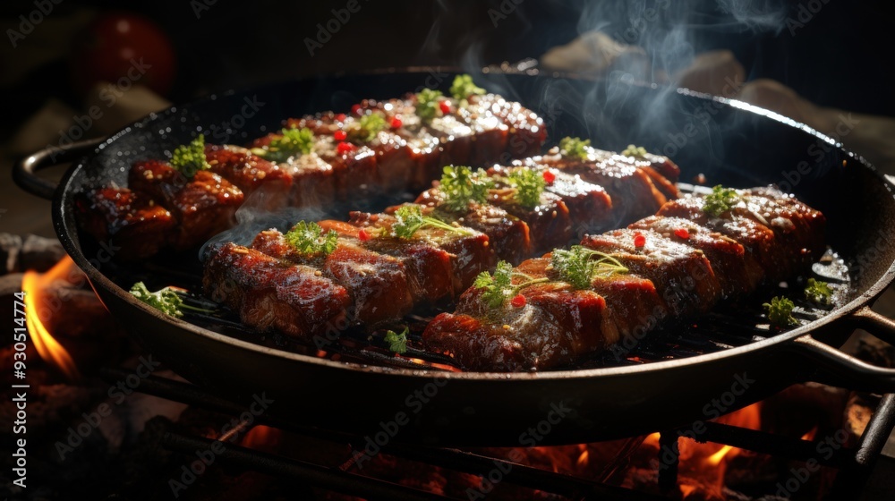 Chinese Barbecue Ribs. Best For Banner, Flyer, and Poster Chinese Barbecue Ribs. Best For Banner, Flyer, and Poster