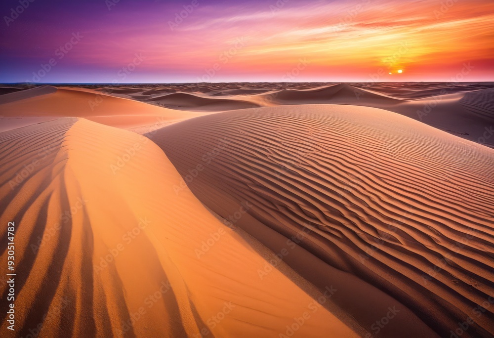 Naklejka premium intricate sand patterns illuminated warm sunset light creating beautiful natural landscape, beach, shore, nature, texture, design, illumination, golden