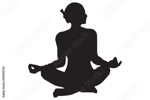 a woman doing yoga silhouette vector design