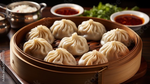 Xiao Long Bao Soup Dumplings. Best For Banner, Flyer, and Poster photo