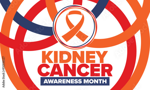 Kidney Cancer Awareness Month. Celebrate annual in March. Control and protection. Prevention campaign. Medical healthcare concept. Poster with ribbon. Banner and background. Vector illustration