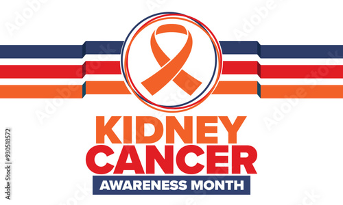 Kidney Cancer Awareness Month. Celebrate annual in March. Control and protection. Prevention campaign. Medical healthcare concept. Poster with ribbon. Banner and background. Vector illustration