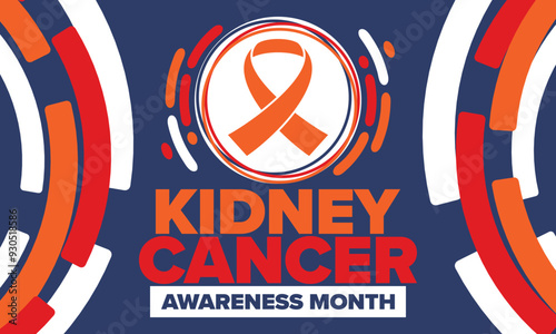 Kidney Cancer Awareness Month. Celebrate annual in March. Control and protection. Prevention campaign. Medical healthcare concept. Poster with ribbon. Banner and background. Vector illustration